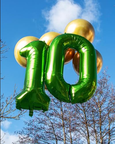 Image of Dark Green Number 10 Balloon 40 Inch, 10th Birthday Party Decorations, Giant 10 Foil Balloon for Party Supplies