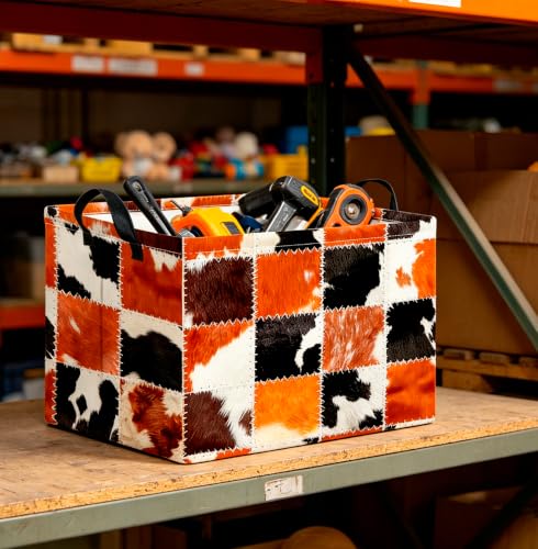 Image of CLOCOR Rectangular Storage Basket Empty,Gift Basket,Waterproof Storage Bin(Cowprint)