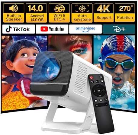 Mini Projector with WiFi 6 and Blu...