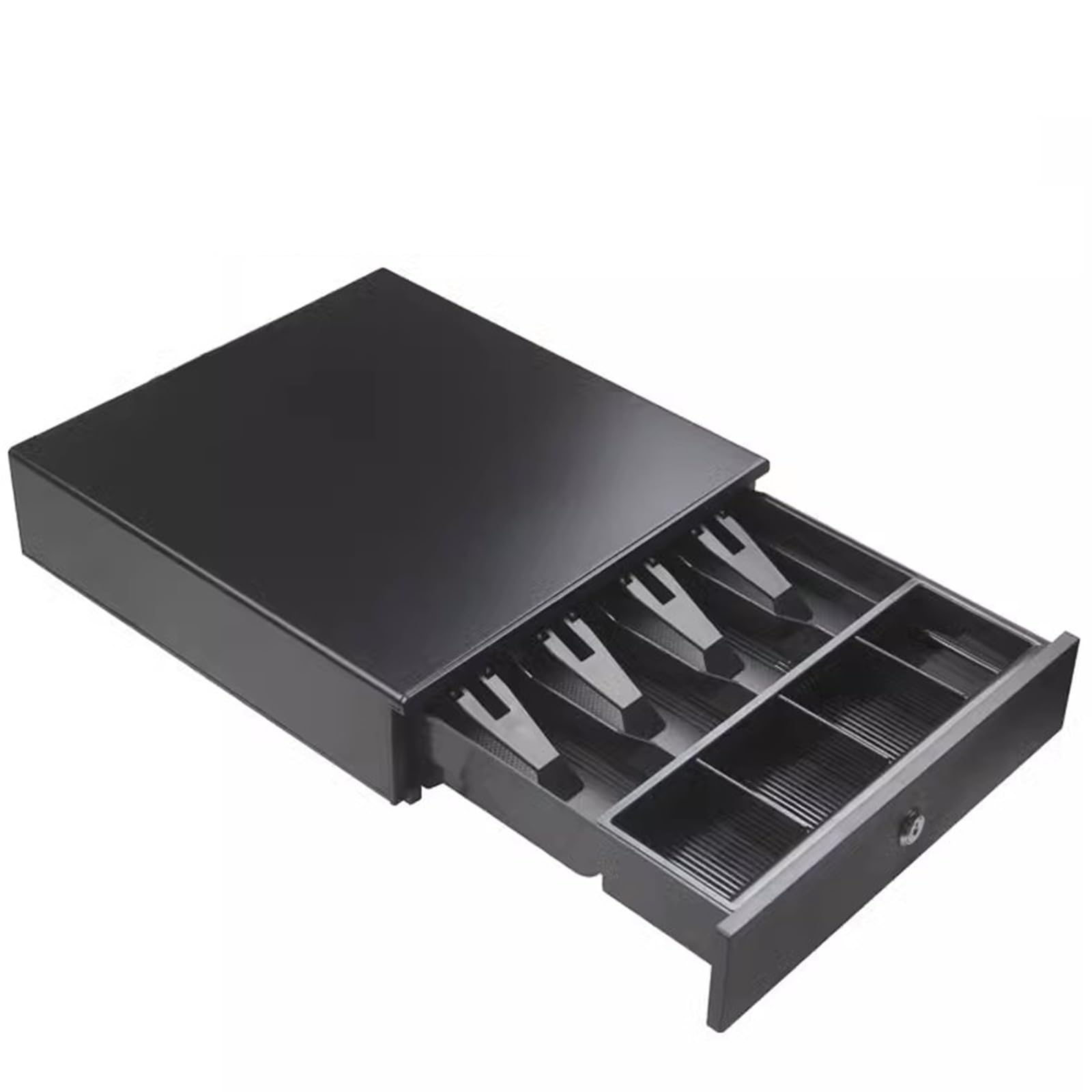 Cajón de efectivo liviano caja compacto que almacena su forma segura con 4 ranuras for billetes y for monedas(Noir)