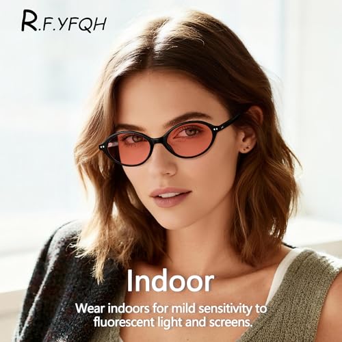 Image of Fluorescent-41 Pink Tinted Blue Light Blocking Glasses for Migraine, Light Sensitivity, Photophobia JF5002