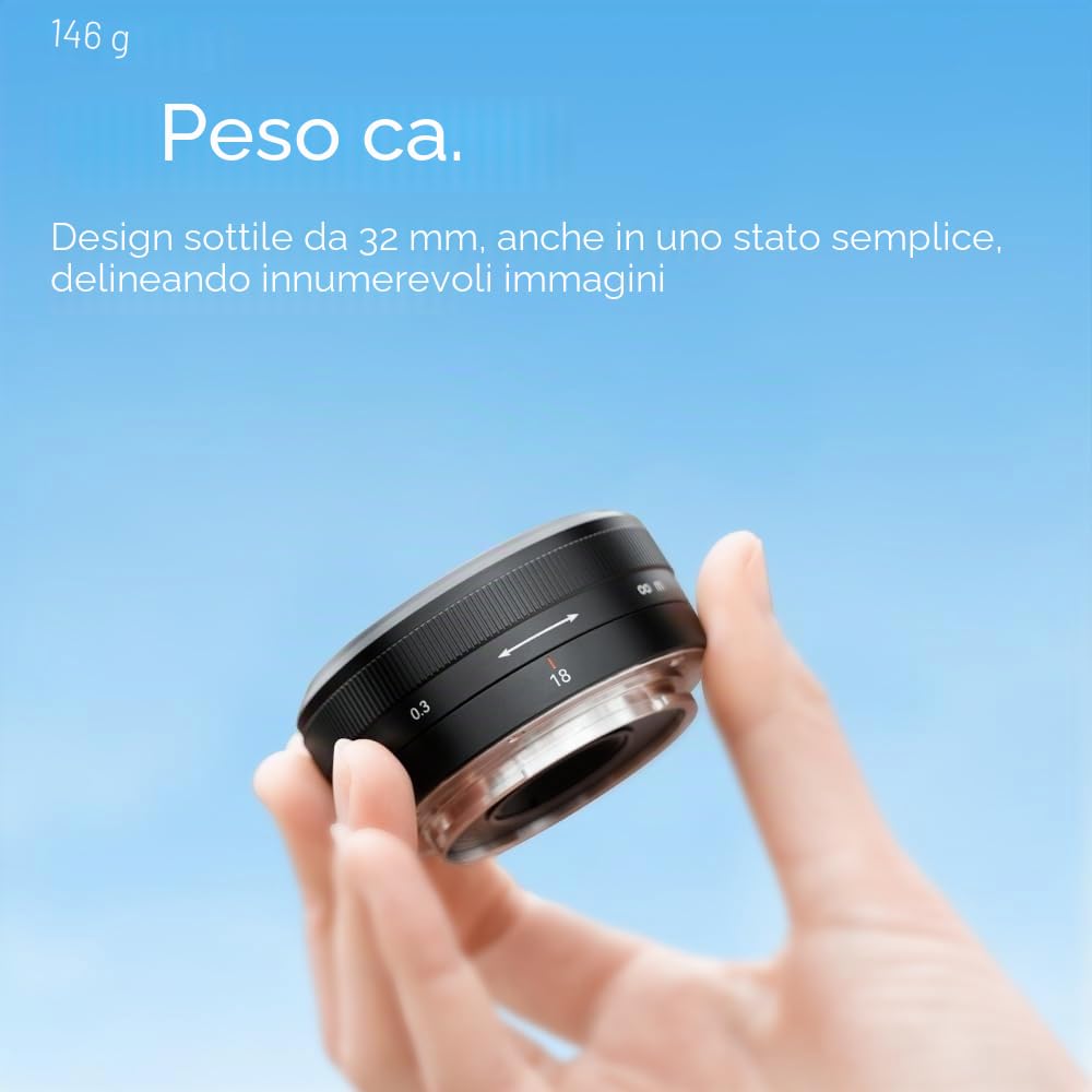 7artisans 18mm F5.6 Full Frame Obiettivo per Sony E Mount, Ultra-Wide Angle Pancake Obiettivo Compatibile con Sony E-Mount Fotocamere A5000 A6000 A6100 A6300 A6400 A6500 A6600 NEX-3 NEX-3N