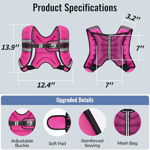 Image of Zeerun Weighted Vest, 6lb /8lb /10lb /12lb /15lb /18lb /20lb /24lb /30lb for Men Women, Reflective Stripe Adjustable Buckle, Comfortable Durable Rucking Vest for Walking Running Strength Training