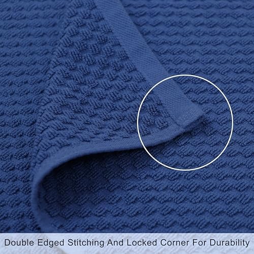 COTTON CRAFT Waffle 6 Piece Towel Set - 100% Cotton - 2 Oversized Luxury Euro Spa Waffle Weave Large Bath Towels, 2 Hand Towels, 2 Washcloths - Absorbent Quick Dry Hotel Bathroom Shower Pool - Blue - Thumbnail 5