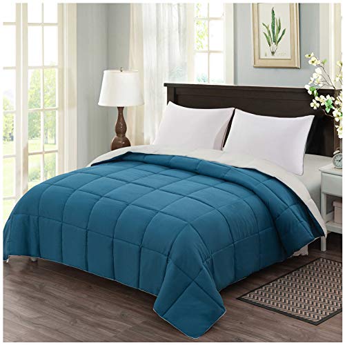 Homelike Moment King Lightweight Comforter Teal beige All Season Down Alternative Bed