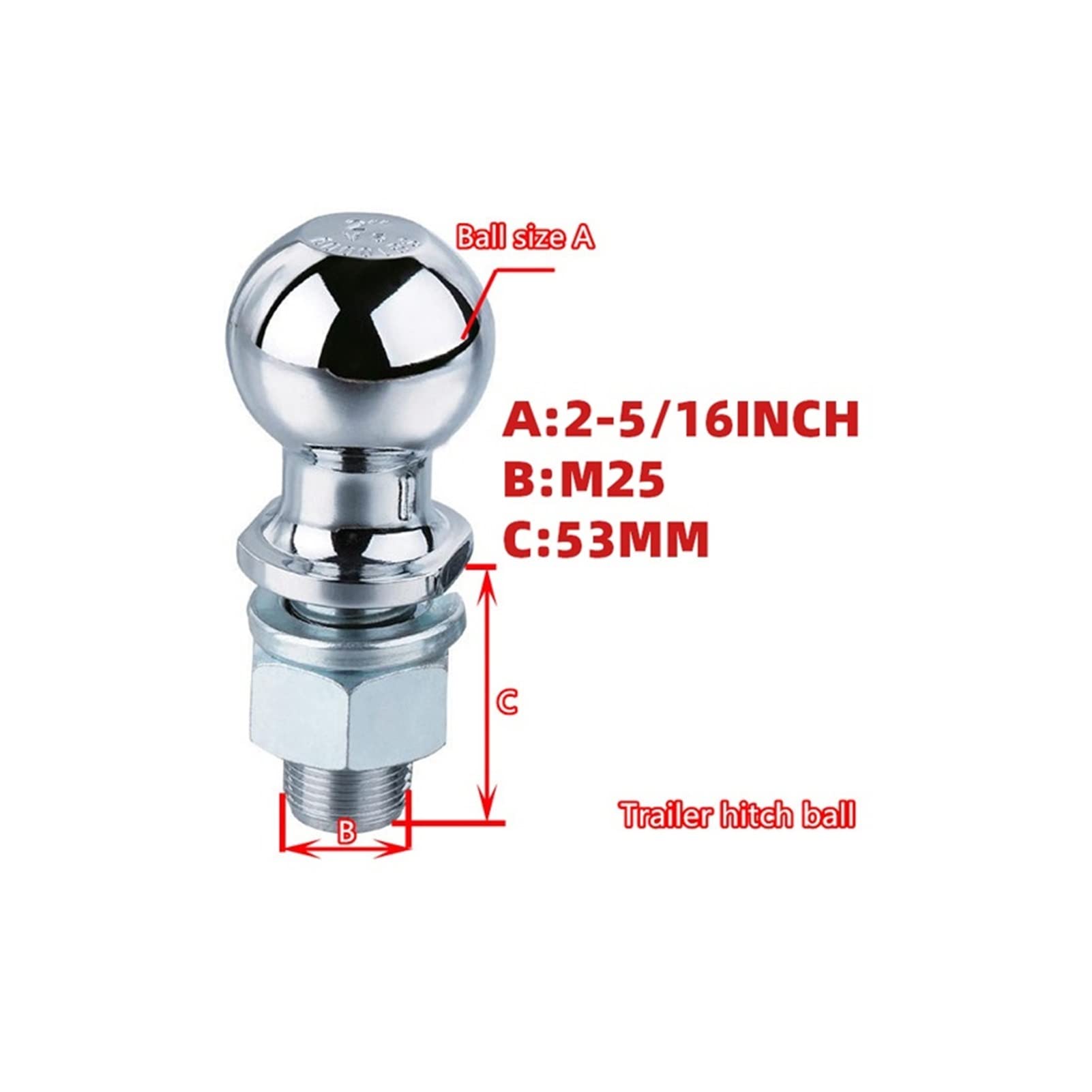 Hak holowniczy Przyczepa Chrome Hitch Hood Ball 2-5/16 "1" (M25) Shank Diatailer Hitch Hochnal Capaciding 5000Lbs Trailer Części sprzęgła