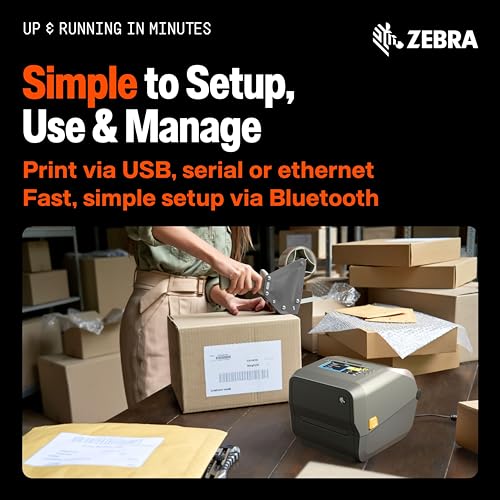 Image of Zebra ZD621 Thermal Transfer Shipping Label Printer | Color Touch LCD | 4x8