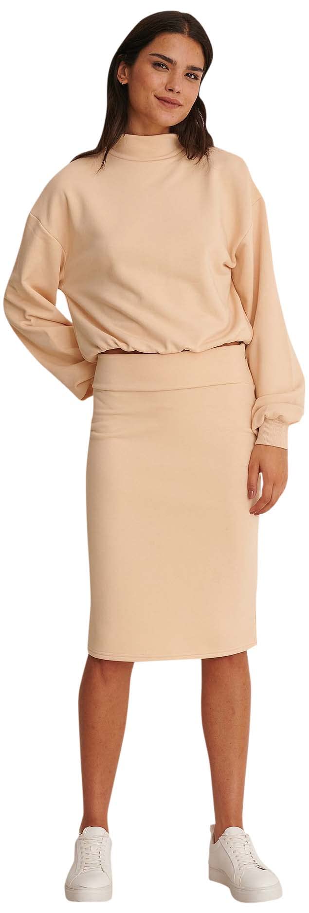 NA-KD Balloon Sleeve Sweater, Warm Beige, XX-Small