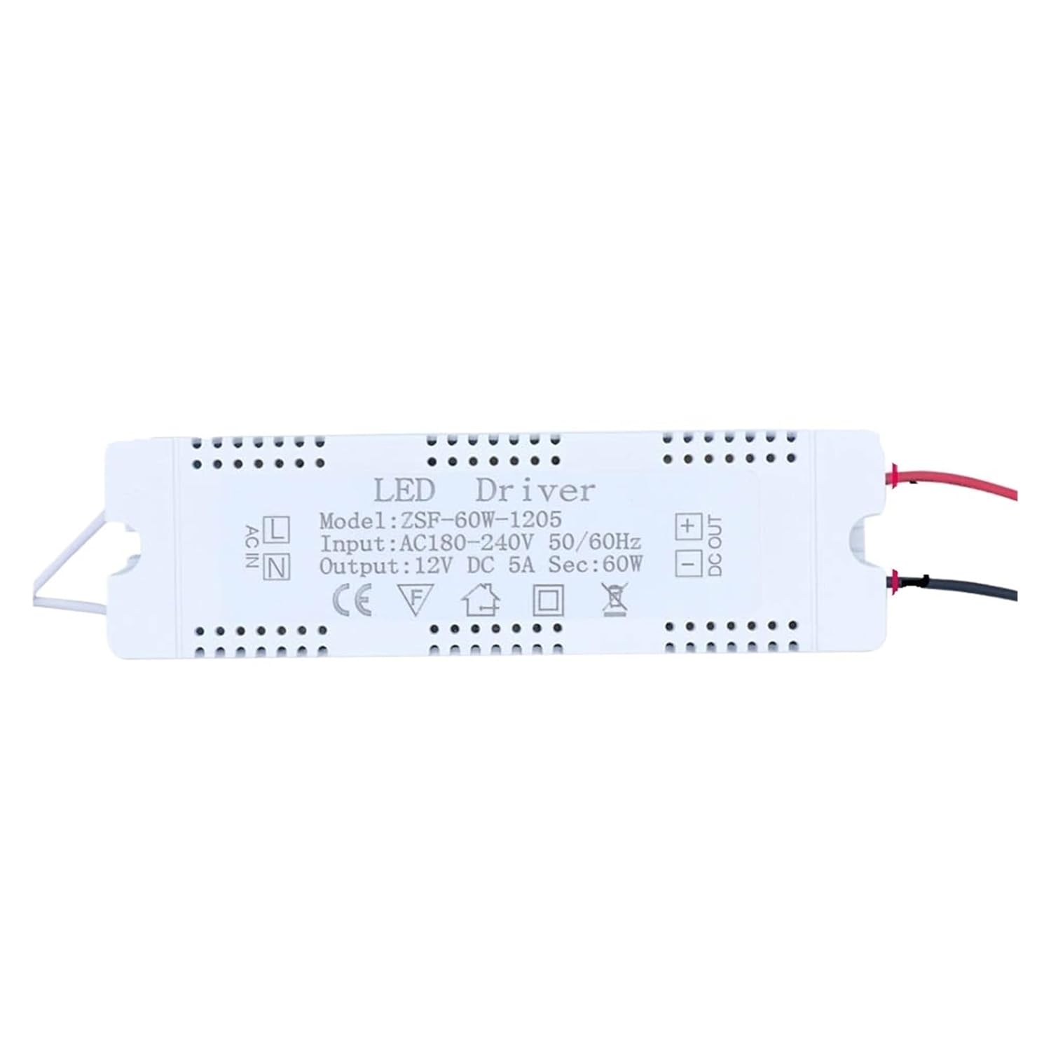 1 Pcs LED Driver 12v 5a Power Adapter 220V to 12V Volt Light Source Lighting Transformer 60W 48W 36W 12W Suitable for LED Strip Lights(12V 5A 60W)