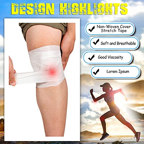 Non-Woven Cover Stretch Tape Non-Woven Adhesive Bandages Breathable Cohesive Wrap Bandages Protective Stretch Bandage Roll Film (2 Inch X 15 Yard) #TOP6