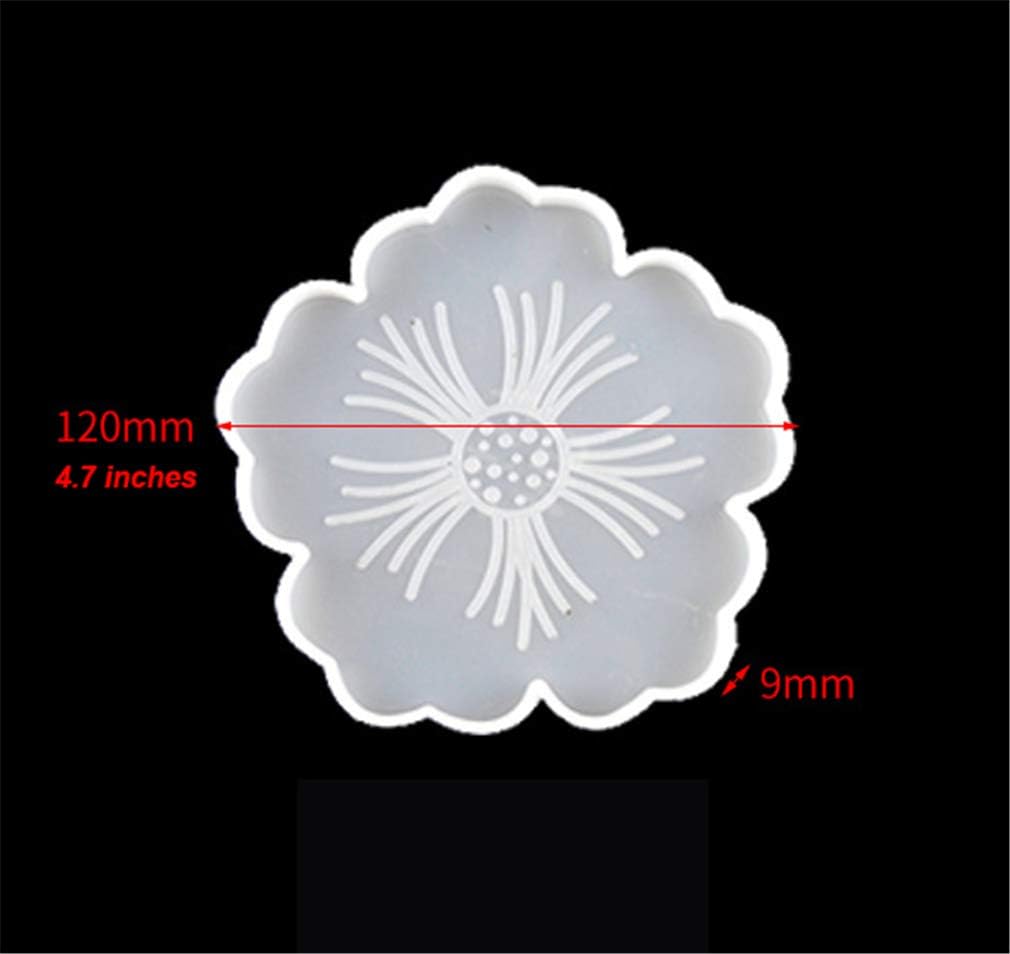 Remanbo Flower Tray and Coaster Molds Flower Shape Epoxy Resin Casting Molds, 1pcs Large Resin Tray Mold and 5pcs Coaster Molds