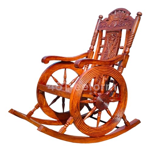 Image of Handmade Wooden Rocking Chair for Adults for Home Office Bedroom Living Room Engraved Carving Hancrafted Chair for Reading /Relaxing