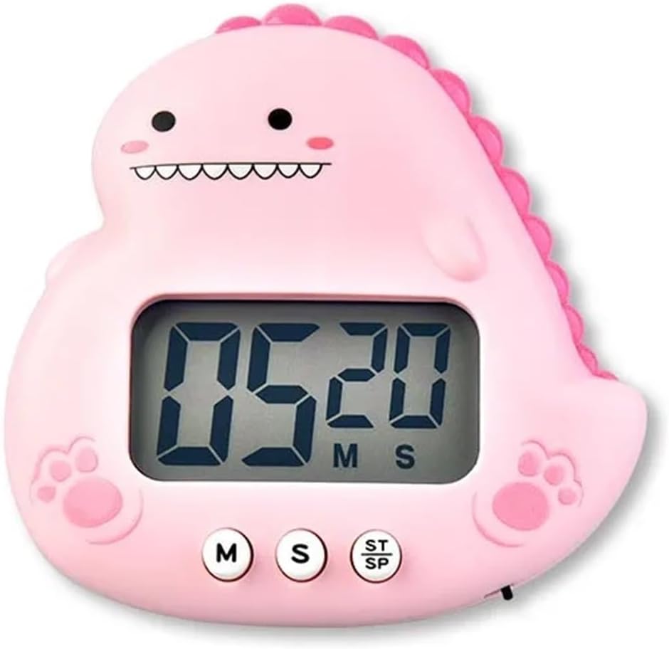 Cute Frogs Dinasour Kitchen Electronic Digital Timer 1-99 Minutes Cooking Study Work Timer Reminder Home Kitchen Gadget(Pink Dinosaur)