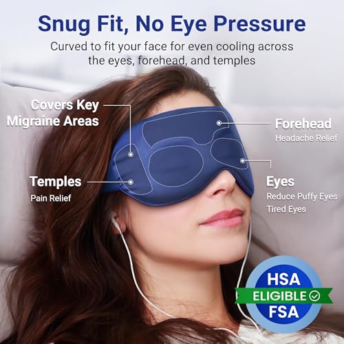 Image of Hsa Store Eligible Items Fsa: Cold Compress for Migraines Headache Puffiness Dark Circles, Face Ice Pack for Sleep Puffy Eyes, Reusable Cooling Gel Eye Mask (Blue)