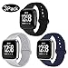 Produktbild Kmasic Sport Armband Kompatibel Fitbit Versa, Soft Silikon Ersatz Armband Kompatibel Fitbit Versa Smart Fitness Uhr, 3 Pack-Schwarz/Grau/Meerblau, Groß