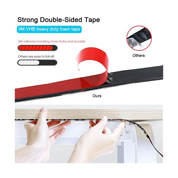 Alitove led strip lights waterproof ip65 16. 4ft/5m 60 leds/m black pcb 5050 12v led light strip w/enhanced 3m vhb foam tape for home garden decoration lighting, no power supply - image 5