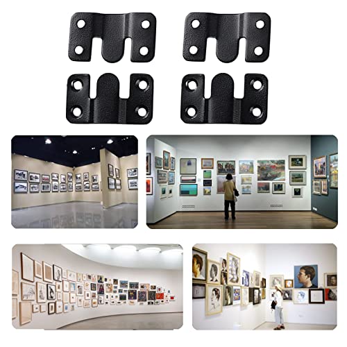 Image of Stainless Steel Picture Hangers,Photo Frame Hanging Hook Z Shaped Clip Bracket Furniture,4 Sets Flush Mount Bracket Wall Mount Hardware,French Cleat for Mirror, Photo Shelf and Cabinet (Black)