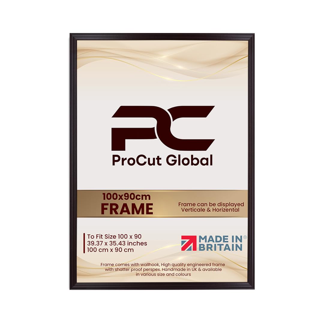 Procut Global 100x90CM Mahogany Picture Frames - Classic Wooden Photo Frame with Shatterproof Perspex for Wall or Tabletop - Perfect for Posters, Certificates & Prints - Sizes & Colors Available