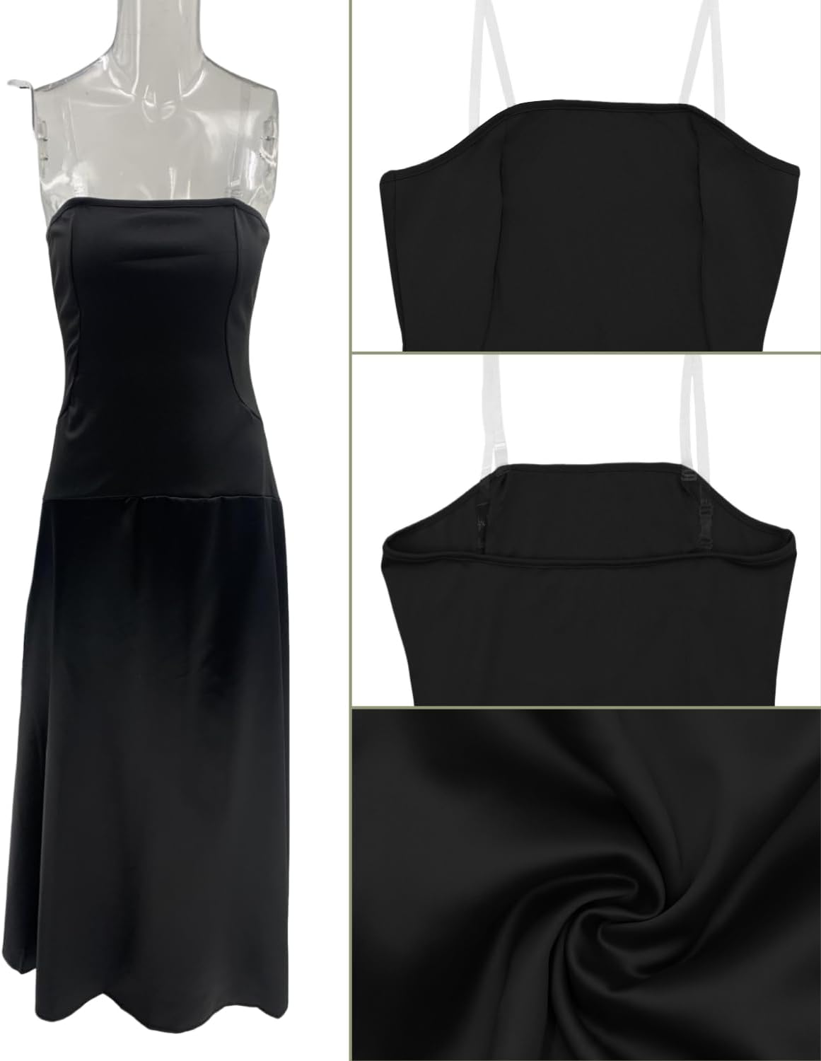 ANKOMINA Women's Elegant Strapless Maxi Dress Sexy Off Shoulder Party Evening Cocktail Long Dresses - Image 4