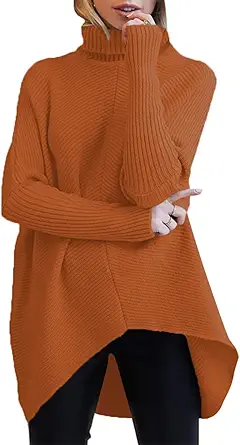 Caracilia womens turtleneck knit sweater with irregular hem
