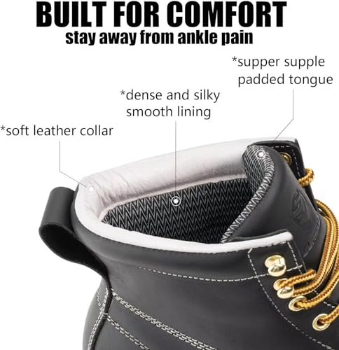 SUREWAY 6 in Mens Waterproof Soft Toe Work Boots for Men-Full Grain Leather,GoodyearWelted,EH Safety Industial Construction Wedge Moc Toe Work Boots/Shoes3
