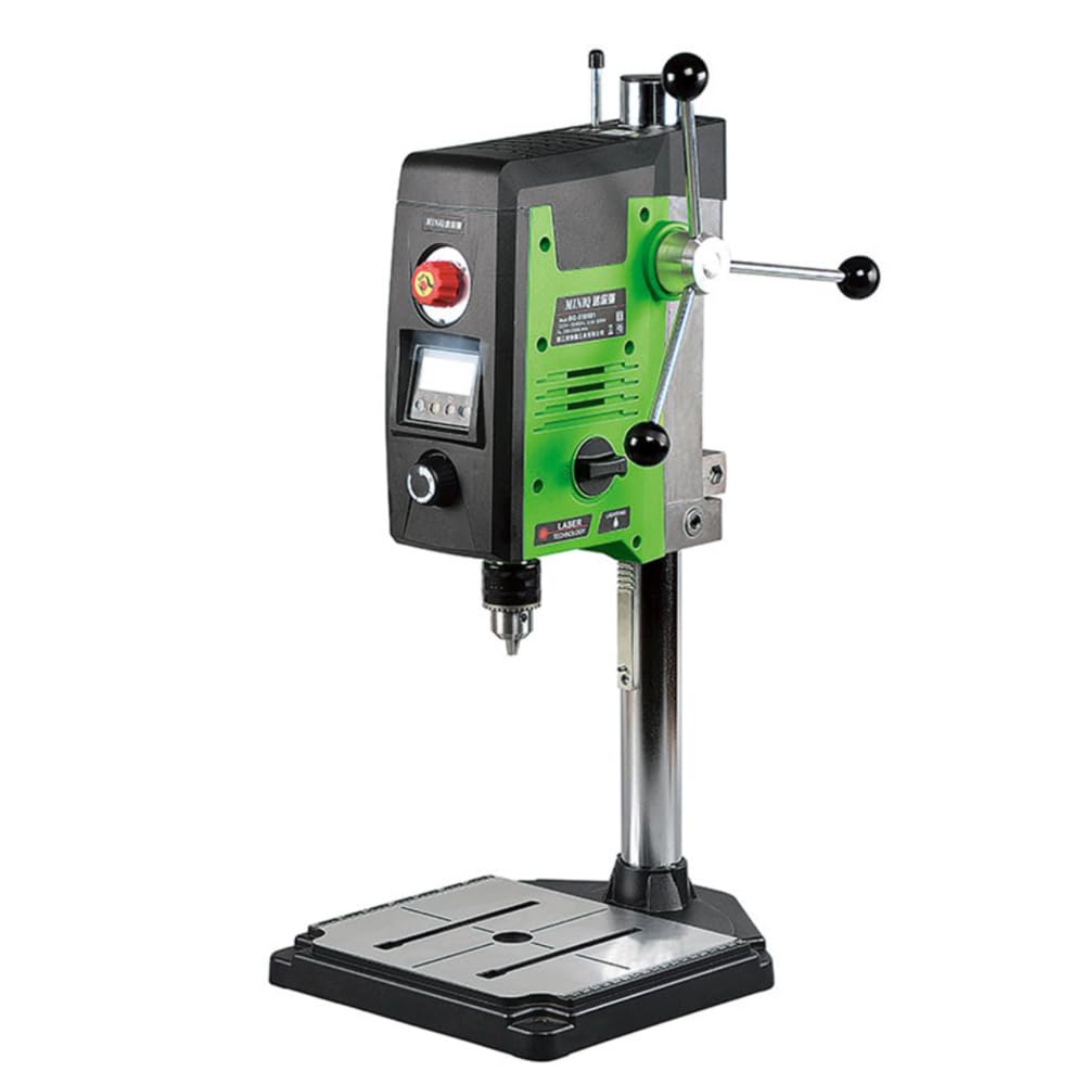 Soporte de taladro de banco de 800 W, pantalla digital cepillada, mini portabrocas de banco eléctrico, 1,5-16 mm, prensa de taladro de mesa de 6 velocidades, velocidad del husillo: 200-2500r