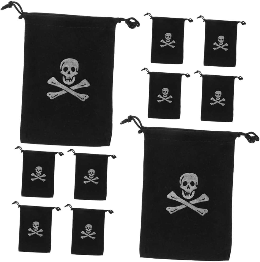 Unomor Halloween Pirate Skull Drawstring Bags Present Pouches for Party Favors and Treats for Halloween Celebrations and Loot Bags