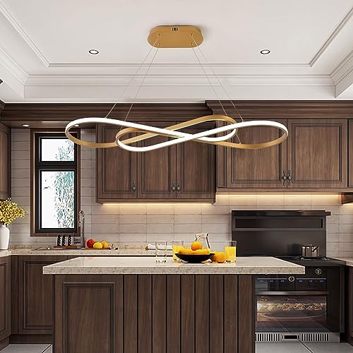 Image of Gold Led Chandeliers for Dining Room Light Fixture Modern Led Pendant Light Kitchen Island Lighting for Kitchen Island Chandelier Over Table, Dimmable Adjustable Height Pendant Light Ceiling Hanging