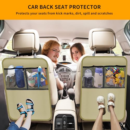Image of 2 Pack Kick Mat Backseat Protector,Back Seat Cover for Kids Beige