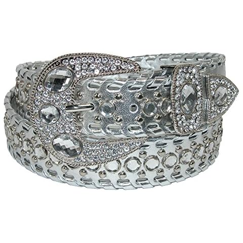 CTM Women's Rhinestone and Studded Belt Cover
