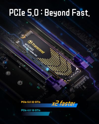 Image of Transcend M.2 2280 1TB Gen5x4 Internal SSD with Heatsink, Up to 14,000MB /s | Storage Expansion for PS5 /PC /Laptop, Tailored for Gamer /Video Editor /High-End Creator /AI Developer, PCIe 5 NVMe, 3D TLC NAND