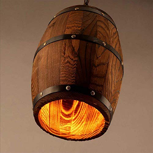 Lámpara de techo colgante de madera rústica de 26x33cm para comedor y salón industrial 4