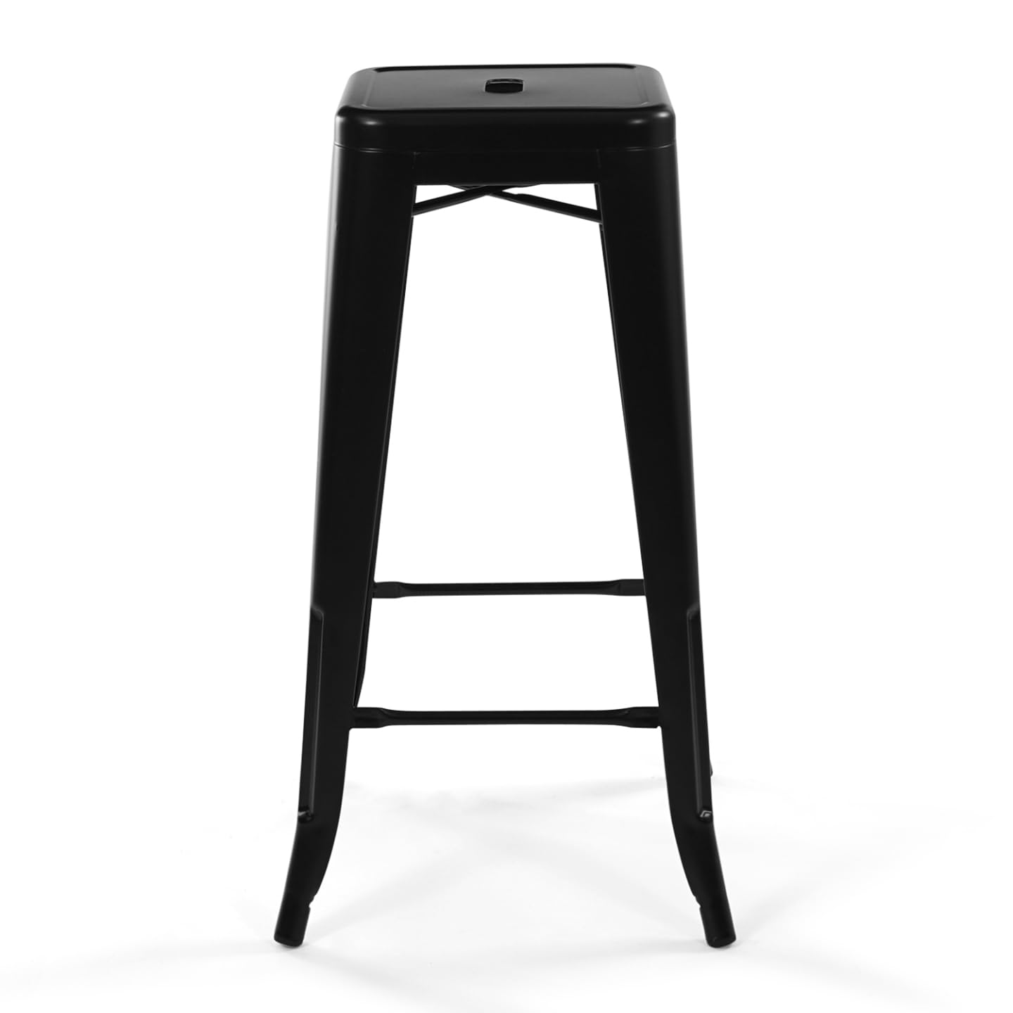 IDMarket - Lot de 4 tabourets de Bar Leny métal Noir Mat empilable Aspect Brut Factory