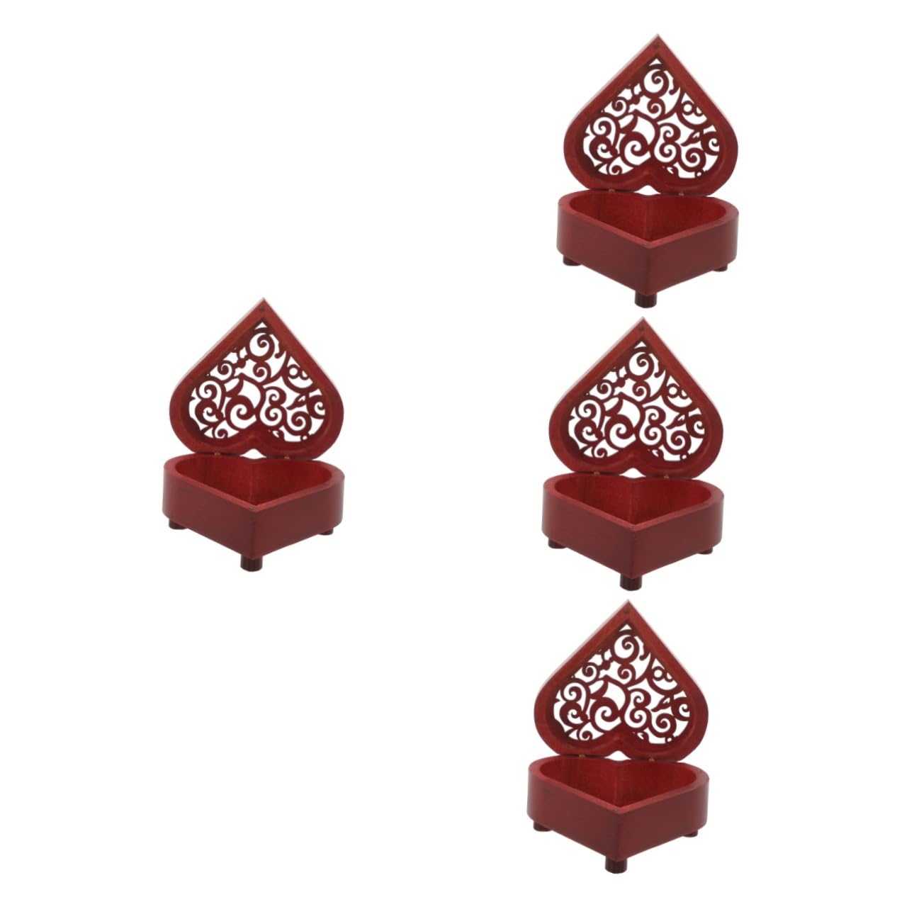ABOOFAN 4piezas Caja Musical De Madera Retro Diseño De Corazón Hueco Para De Cumpleaños y Decoración De Fotografía Para Festivales y Eventos Especiales