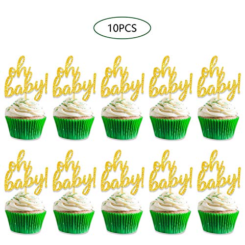 St Patrick's Day Baby Shower Banner Cake Topper Shamrock Cupcake Toppers Gold Green Irish Theme Baby Shower Decoration Supplies #TOP3