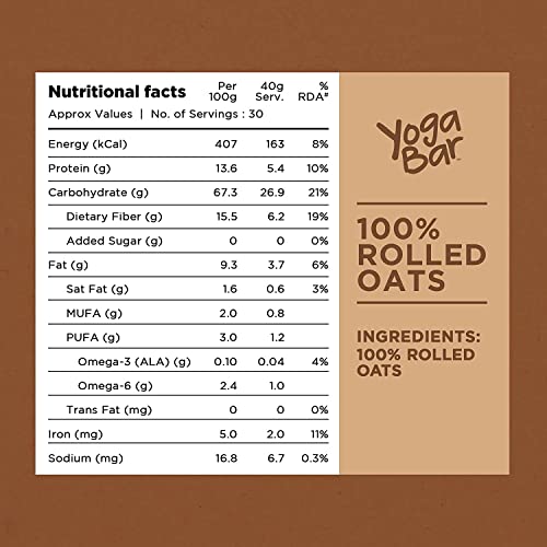 Image of Yogabar 100% Rolled Oats Combo | Rolled Oats kg | Yogabar 100% Super Rolled Oats 400g | Gluten Free Oats with High Fibre, 100% Whole Grain, Non GMO | Healthy Super Food
