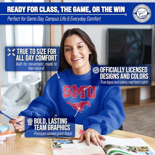 Image of NCAA College Sweatshirt Fleece Crewneck Pullover for Men and Women | Officially licensed NCAA college gameday crewneck pullover - 9 oz fleece lined sweatshirt with arch and logo design
