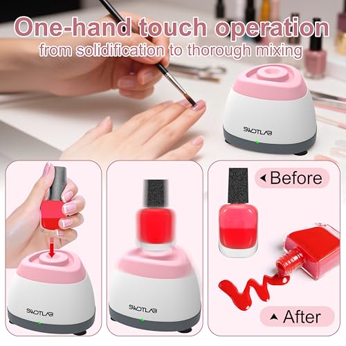 Image of Mini Vortex Mixer 3500RPM Touch Function for Lab Nail Polish, Pink | 3s Fast Mix DC Brushless Motor, Touch Start Auto-Stop, Anti-Slip & Quiet, 100 Stainless Steel Balls, for Tattoo Ink Glue Lab
