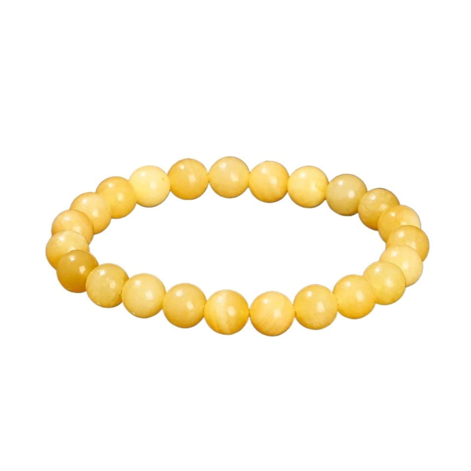 Generico Bracciale con perline rotonde in giada gialla, pietra, donna, uomo, braccialetti elasticizzati jewerly