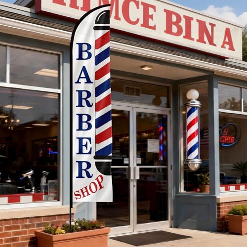 Image of MASTERCANOPY 15FT Tall Barber Feather Flag Pole Kit White