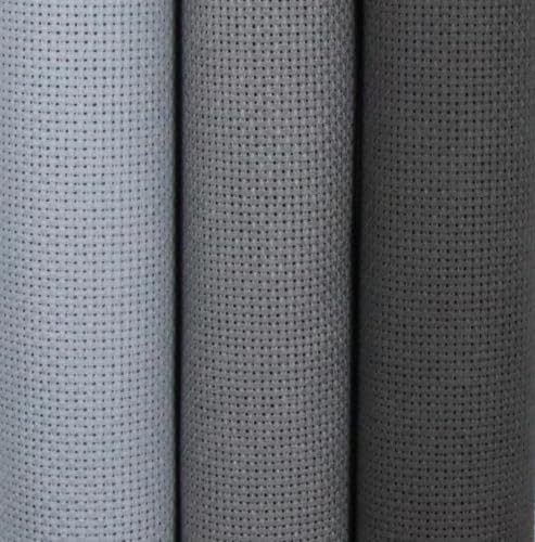 Image of KCS 3 pc of 15 inch x 18 inch(38cmx45cm) 18 Count Cross Stitch Cotton Aida Cloth Needlework Rolled Fabric Box,18CT,Light Grey+Medium Grey+Dark Grey