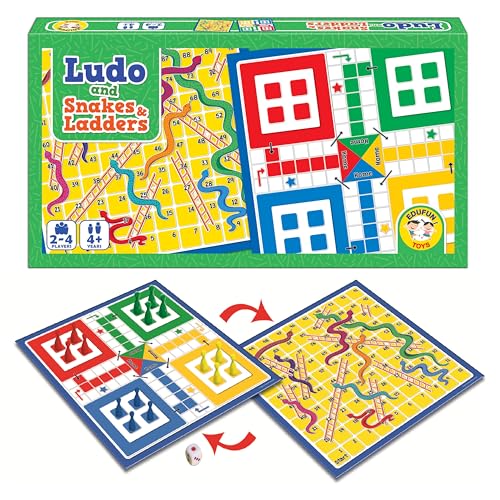 Image of Ludo and Snakes & Ladders Board Game for Kids | 2 in 1 Double Sided Game Set | Indoor Family Game for 2-4 Players | Age 4+ | Durable & Portable