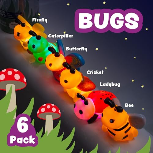 Tub Works® Bugs™ Light Up Bath Toys, 6 Pack | Water-Activated Light Up Toys Flash & Change Color | Easy-Grip Baby Girl & Toddler Bath Toys | Glow Bugs for Kids | Sensory Bathtub Toys with Bath Lights - Image 4