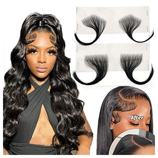 Atimiaza 4 Pieces HD Swiss Lace Baby Hair Edge Piece Stripes, Reusable Real Virgin Human Hair Edge, Invisible Lace Edge Stripes Hairline for Women (Black)