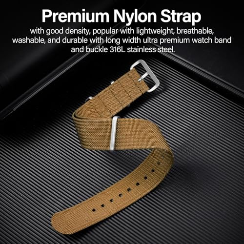 Image of TACTICAL FROG Nylon Watch Band 18mm 19 mm 20mm 22 mm 24 mm, Waterproof Military Watch Straps Replacement for Men Women, With Stainless Steel Buckle