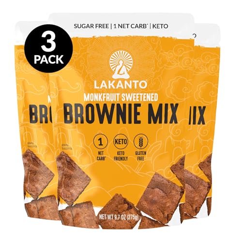 Lakanto Sugar Free Brownie Mix - Sweetened with Monk Fruit Sweetener, Keto Diet Friendly, Delicious Dutched Cocoa, High in Fiber, 3g Net Carbs, Gluten Free, Easy to Make Dessert (Pack of 3)