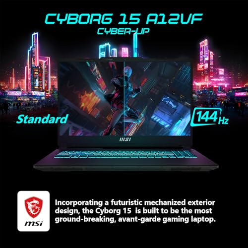 Image of msi Cyborg 15 i7 RTX 4060 Pro Gaming Laptop, 15.6 FHD 144Hz, Intel i7-12650H (Beats AMD Ryzen 7 7435HS), NVIDIA RTX 4060, 32GB DDR5 RAM, 1TB SSD, Wi-Fi 6, Win 11 P, Bundle with PCO Laptop Cooler