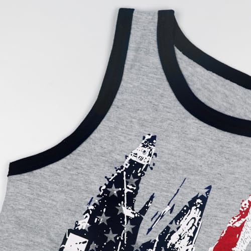 Image of 4th of July Tank for Boy Girl American Flag Shirts Kids Patriotic Outfit Independence Day Sleeveless Tops 2-7T