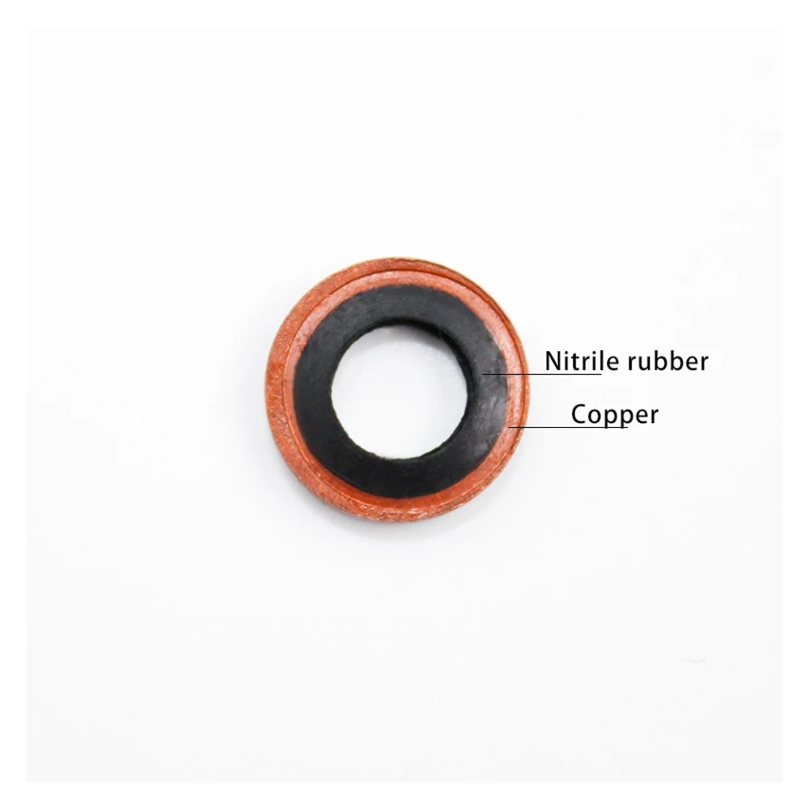 Latón arandela plana, 1 Uds M6/M8/M10/M12/M14/M16~60mm junta de sellado de almohadilla de tubo de aceite de caucho hidráulico de alta presión NBR surtido de arandelas unidas de cobre y Metal(M6)