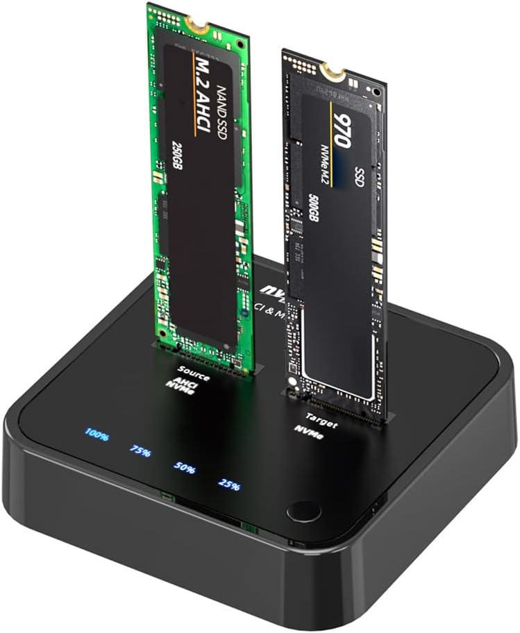 ISHEEP 2 Bay M.2 NVMe Clone Docking Station. Tool-Free Type-C USB 3.2 Gen2x2 20Gbps. Support Offline Clone and System Disk Copy for B&M NVMe/MacBook AHCI Key SSDs. K3016P2